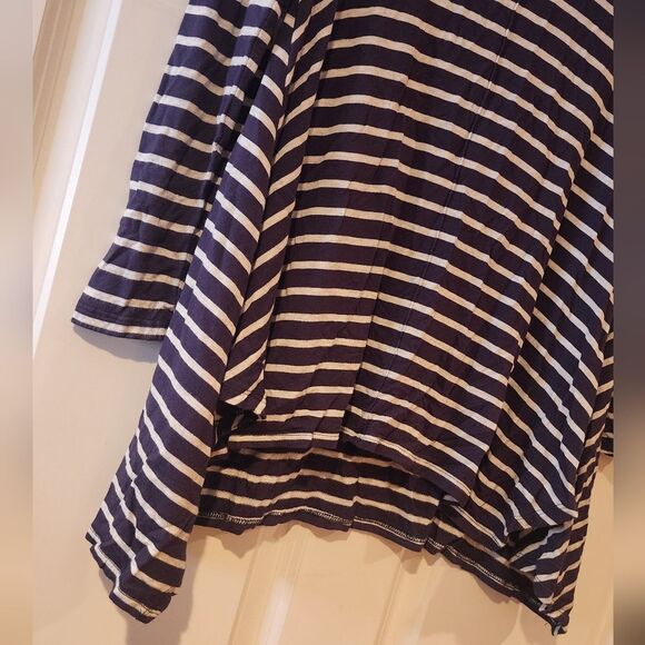 Cupio blue and white striped oversized tunic turtleneck top M - Picture 3 of 4